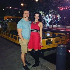 Sexy simple red dress with mesh accentuating waist